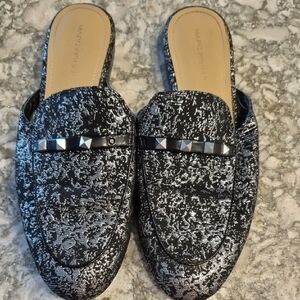 Marc Fisher Black and Silver Studded Mules